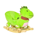 Baby Rocking Horse Kids Interactive 2 In 1 Plush Ride On Toys Stroller Rocking Dinosaur With Wheels And Nursery Song Green Wood