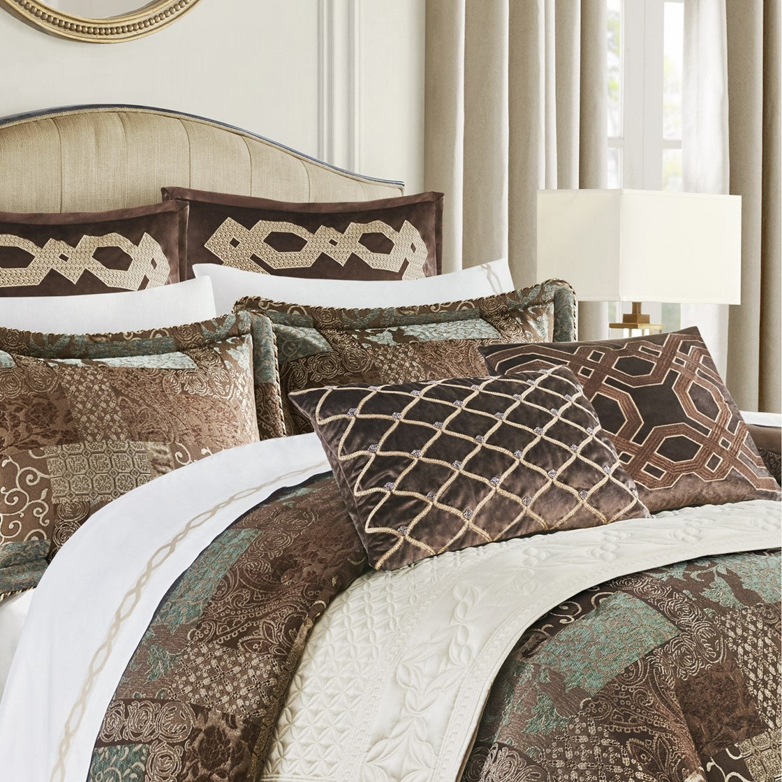 4 Piece Brown Comforter Set Brown Polyester