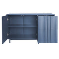 Wave Pattern Storage Cabinet With 2 Doors And 2 Drawers, Adjustable, Suitable For Study,Entrance And Living Room Navy Blue Mdf