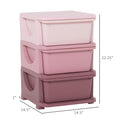 3 Tier Kids Storage Unit Dresser Tower With Drawers Chest Toy Organizer For Bedroom Nursery Kindergarten Living Room For Boys Girls Toddlers, Pink Pink Polypropylene