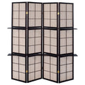 Tan And Cappuccino 4 Panel Folding Screen Brown Transitional Wood