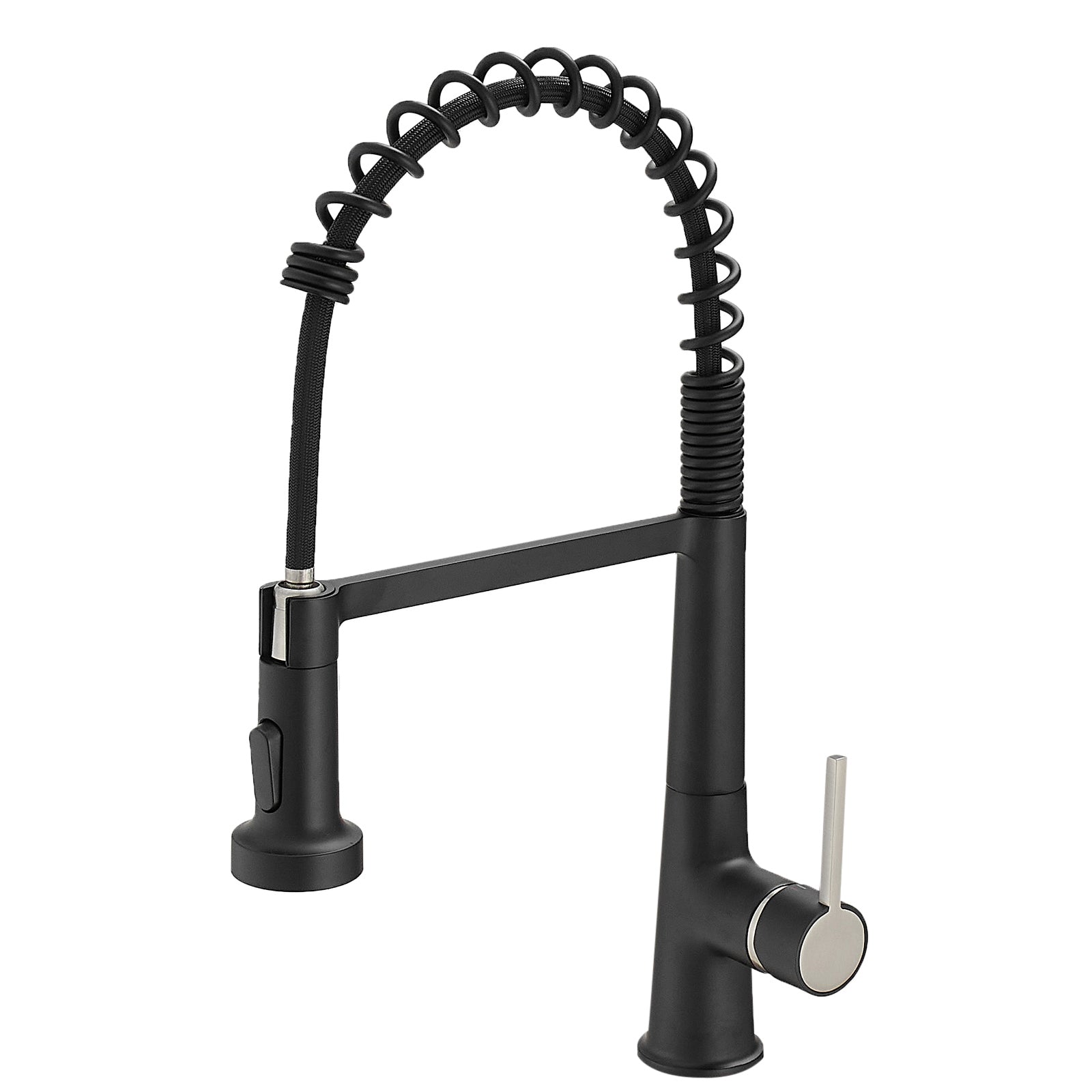 Faucet For Kitchen Sink, Black Kitchen Faucet With Pull Down Sprayer, Modern Commercial Spring Pull Out Kitchen Sink Faucet Black Kitchen Contemporary Ceramic Brass