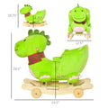 Baby Rocking Horse Kids Interactive 2 In 1 Plush Ride On Toys Stroller Rocking Dinosaur With Wheels And Nursery Song Green Wood