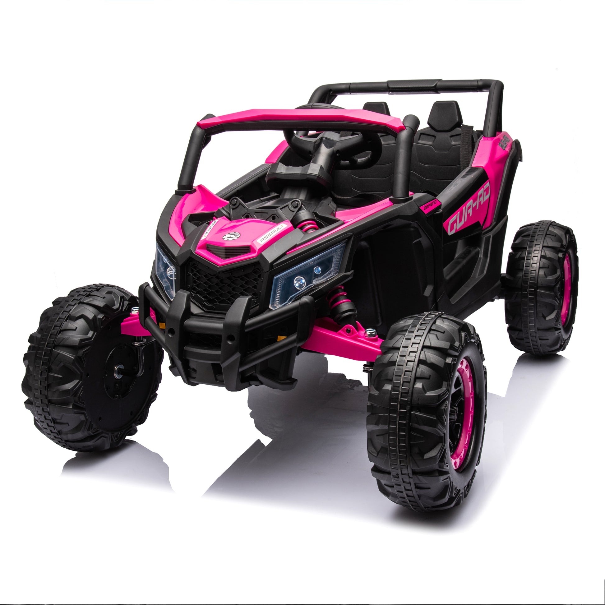 12V Ride On Car With Remote Control,Utv Ride On For Kid,3 Point Safety Harness, Music Player Usb Port Volume Knob Battery Indicator , Led Lights, High Low Speed Switch Off Road Adventure For Kids Pink Polypropylene