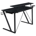 Black And Gunmetal Gaming Desk With Keyboard Tray Black Keyboard Tray Gaming Desk Office Contemporary,Modern Shelves Desk Metal