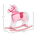 Kids Plush Toy Rocking Horse Pony Toddler Ride On Animal For Girls Pink Birthday Gifts With Realistic Sounds, Pink Pink Wood