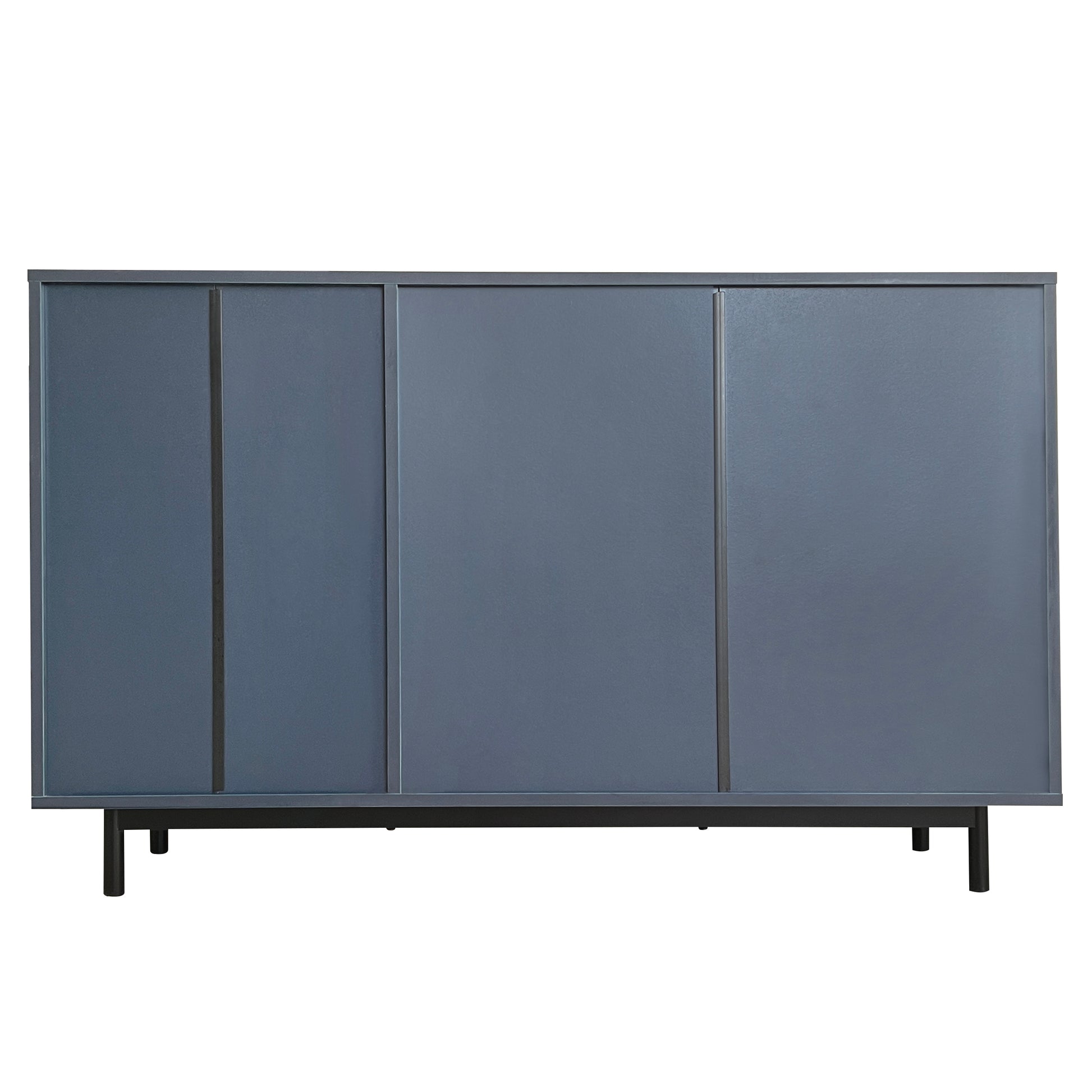 Wave Pattern Storage Cabinet With 2 Doors And 2 Drawers, Adjustable, Suitable For Study,Entrance And Living Room Navy Blue Mdf