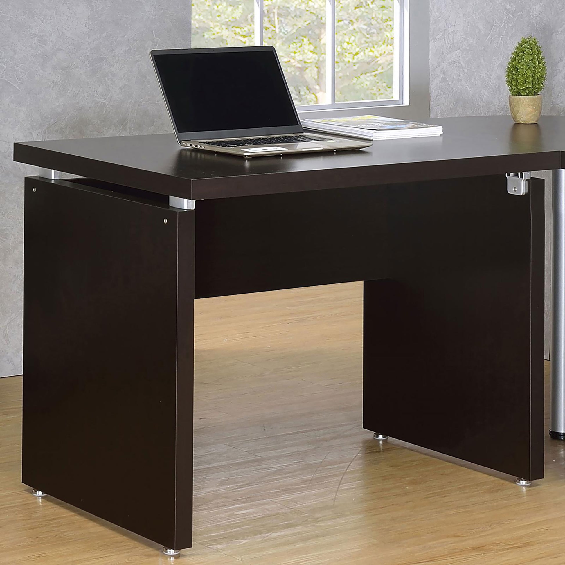 Cappuccino Extension Desk Brown Writting Desk Office Transitional Rectangular Desk Wood