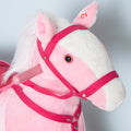 Kids Plush Toy Rocking Horse Pony Toddler Ride On Animal For Girls Pink Birthday Gifts With Realistic Sounds, Pink Pink Wood