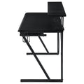 Black And Gunmetal Gaming Desk With Keyboard Tray Black Keyboard Tray Gaming Desk Office Contemporary,Modern Shelves Desk Metal