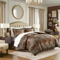 4 Piece Brown Comforter Set Brown Polyester