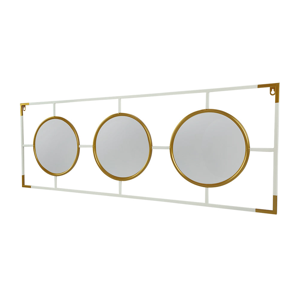 15.5X43.5" Gold And White Frame With Mirror Gold White Iron