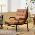 Bonded Leather Armchair, Modern Accent Chair High Back, Living Room Chairs With Metal Legs And Soft Padded, Sofa Chairs For Home Office,Bedroom,Dining Room Brown 1Pc Brown Bonded Leather