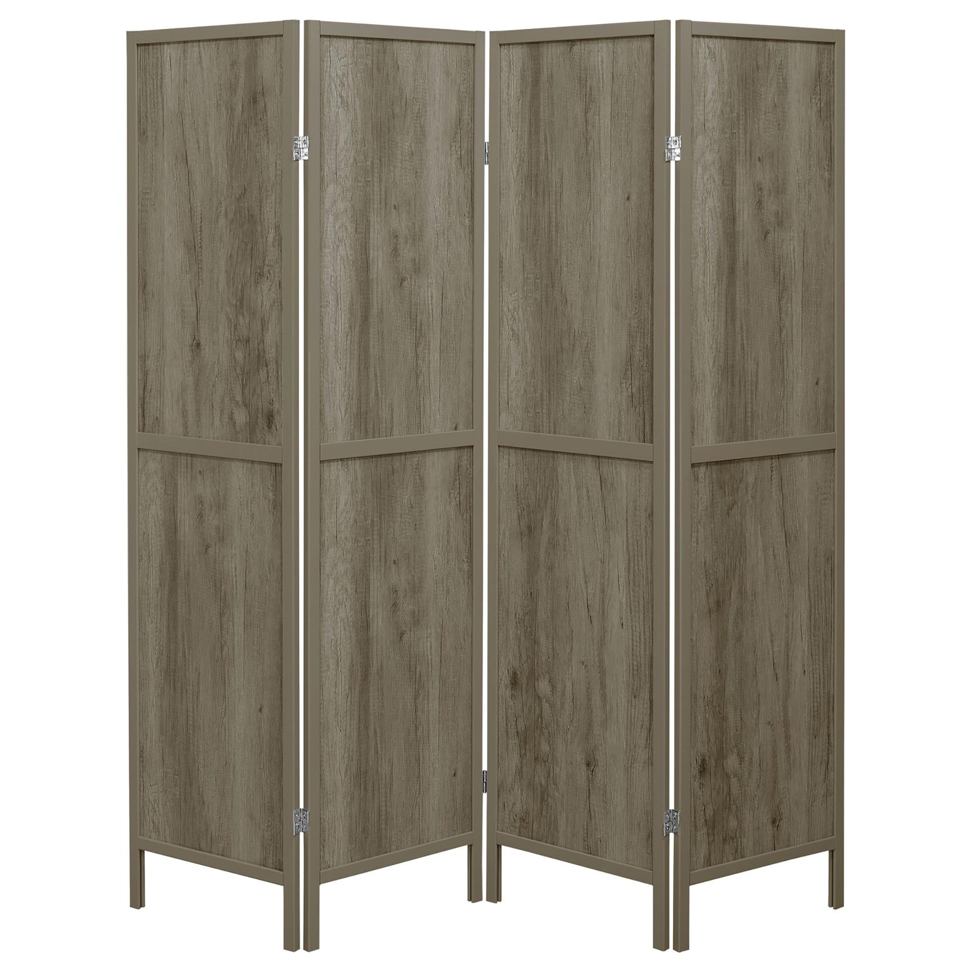 Grey Driftwood And Light Grey 4 Panel Folding Screen Grey Farmhouse,Rustic Wood