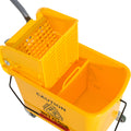 5 Gallon Janitor Mop Bucket W Down Press Wringer And Wheels Yellow Plastic