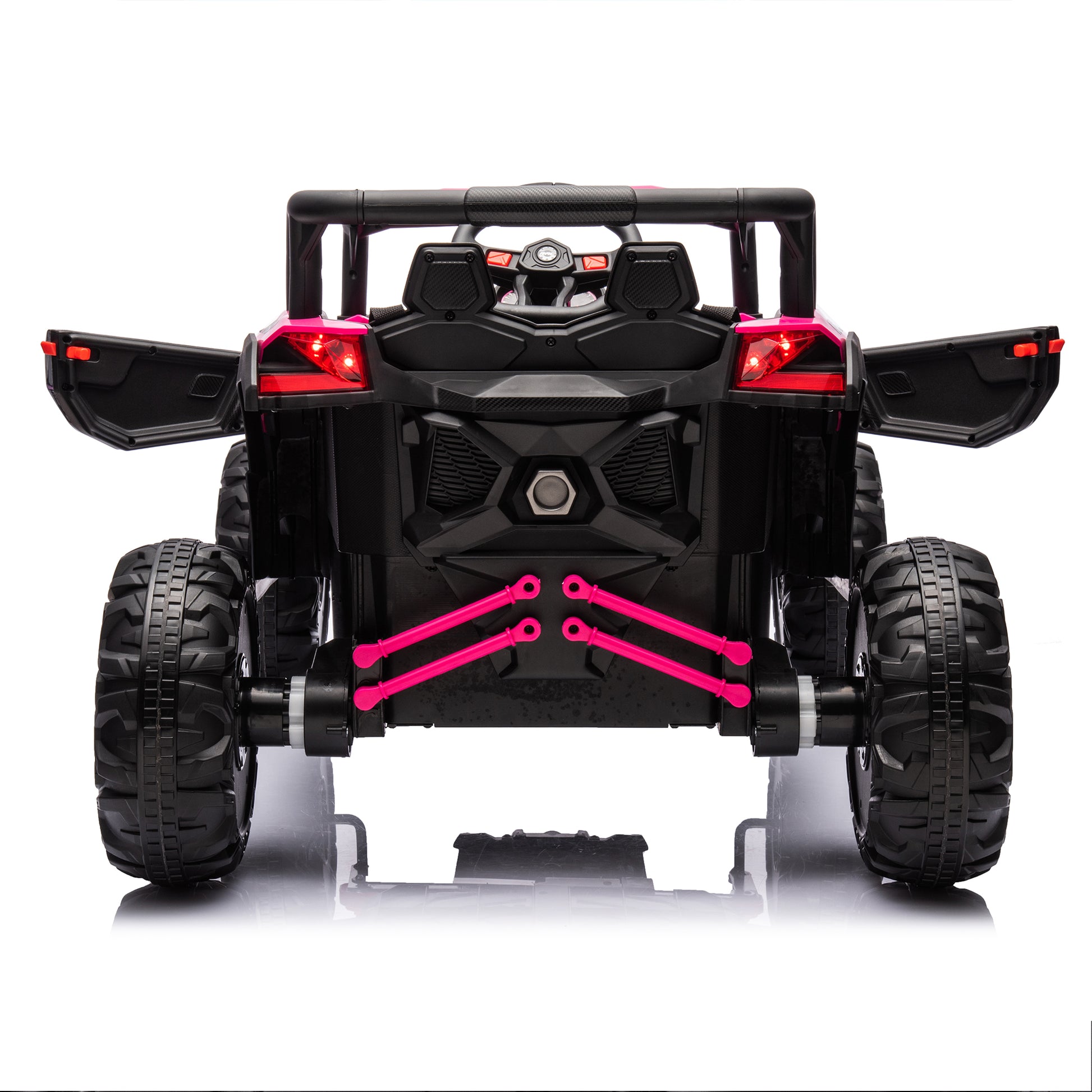 12V Ride On Car With Remote Control,Utv Ride On For Kid,3 Point Safety Harness, Music Player Usb Port Volume Knob Battery Indicator , Led Lights, High Low Speed Switch Off Road Adventure For Kids Pink Polypropylene