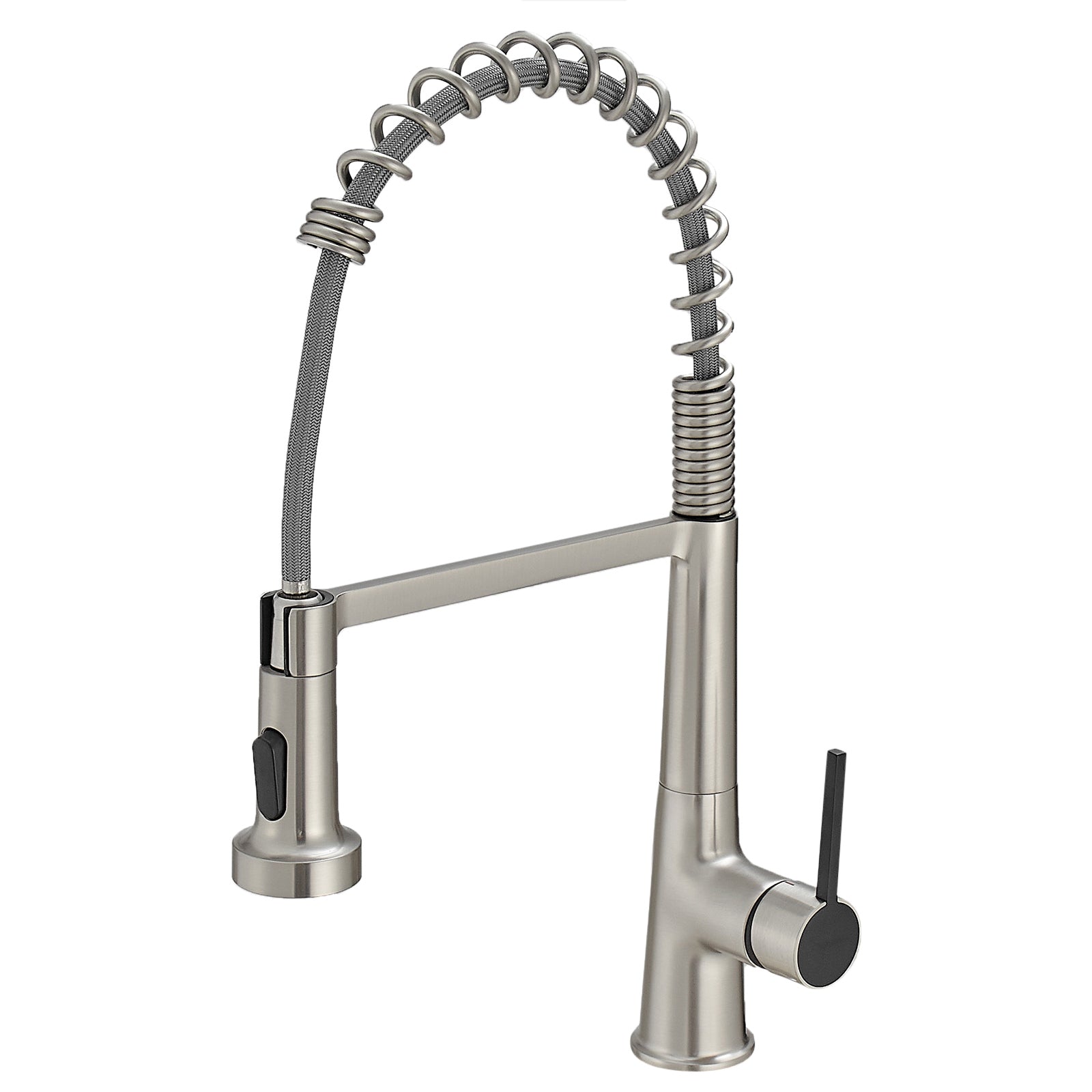 Faucet For Kitchen Sink, Brushed Nickel Kitchen Faucet With Pull Down Sprayer, Modern Commercial Spring Pull Out Kitchen Sink Faucet Brushed Nickel Kitchen Contemporary Ceramic Brass