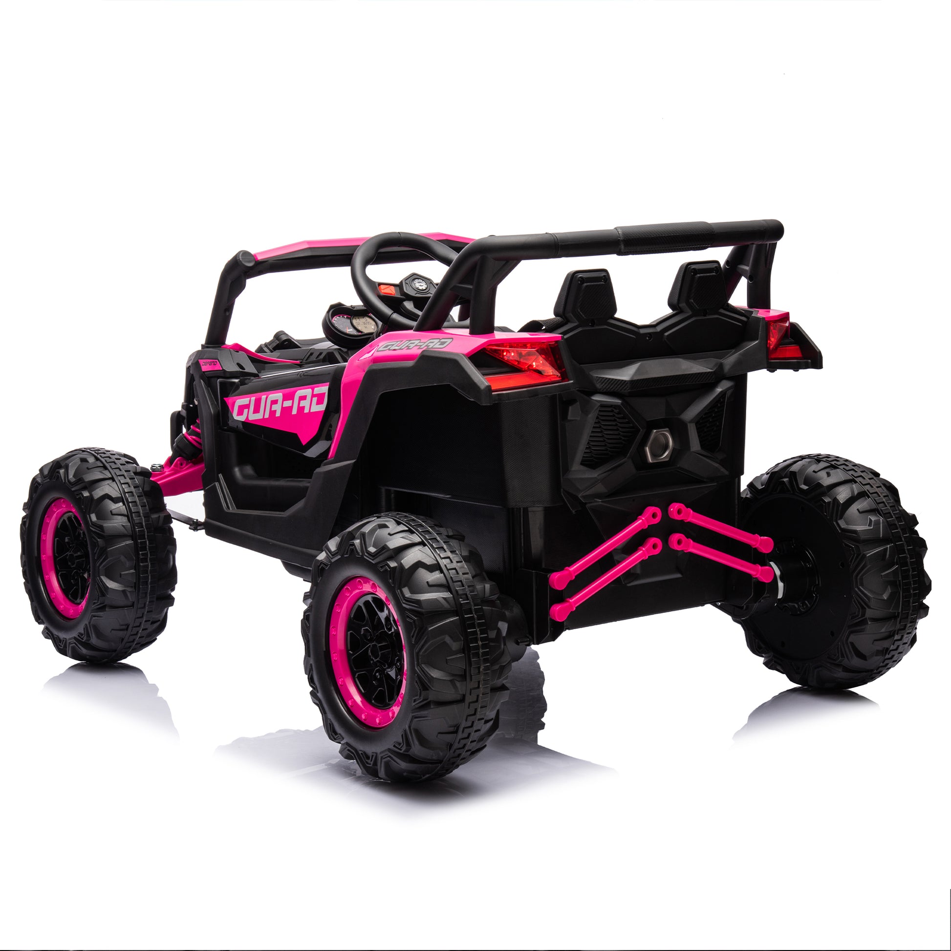 12V Ride On Car With Remote Control,Utv Ride On For Kid,3 Point Safety Harness, Music Player Usb Port Volume Knob Battery Indicator , Led Lights, High Low Speed Switch Off Road Adventure For Kids Pink Polypropylene