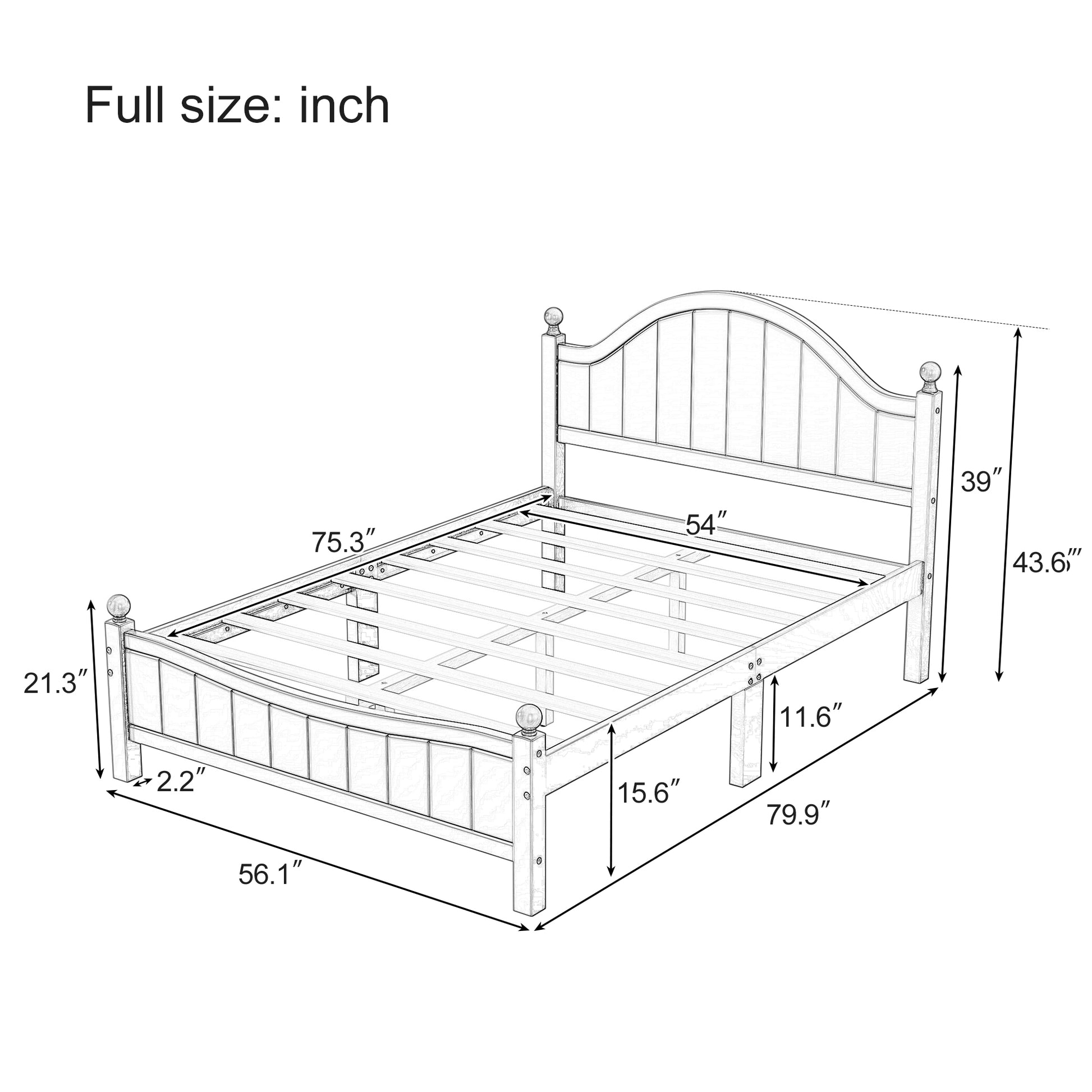 Traditional Concise Style Gray Solid Wood Platform Bed, No Need Box Spring, Full Gray Wood