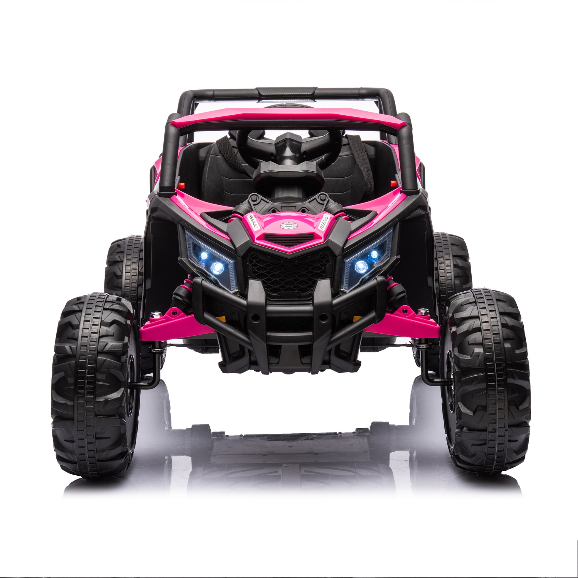 12V Ride On Car With Remote Control,Utv Ride On For Kid,3 Point Safety Harness, Music Player Usb Port Volume Knob Battery Indicator , Led Lights, High Low Speed Switch Off Road Adventure For Kids Pink Polypropylene