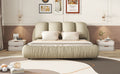 King Size Luxury Upholstered Bed With Thick Headboard, Velvet King Bed With Oversized Padded Backrest, Cinerous Expect Arrive Date 2024 3 9 King Stone Gray Velvet