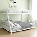 Metal Bunk Bed Twin Over Full Size With Removable Stairs, Heavy Duty Sturdy Frame With 12