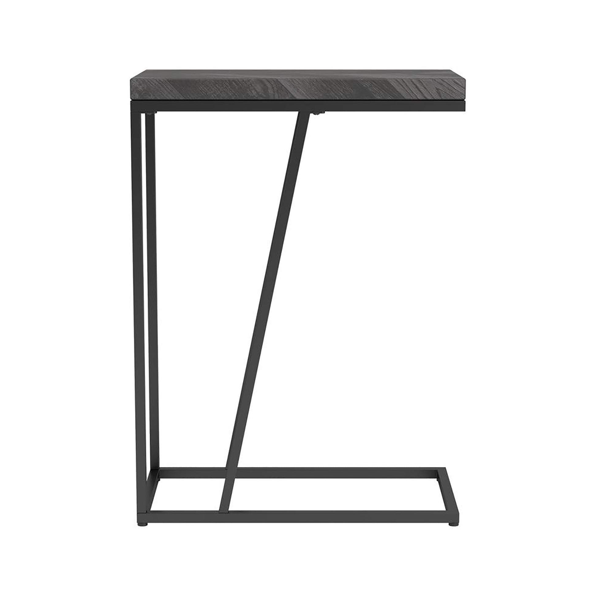 Rustic Grey Herringbone And Sandy Black Accent Table Grey Gray Primary Living Space Industrial Rectangular Coffee & End Tables Metal