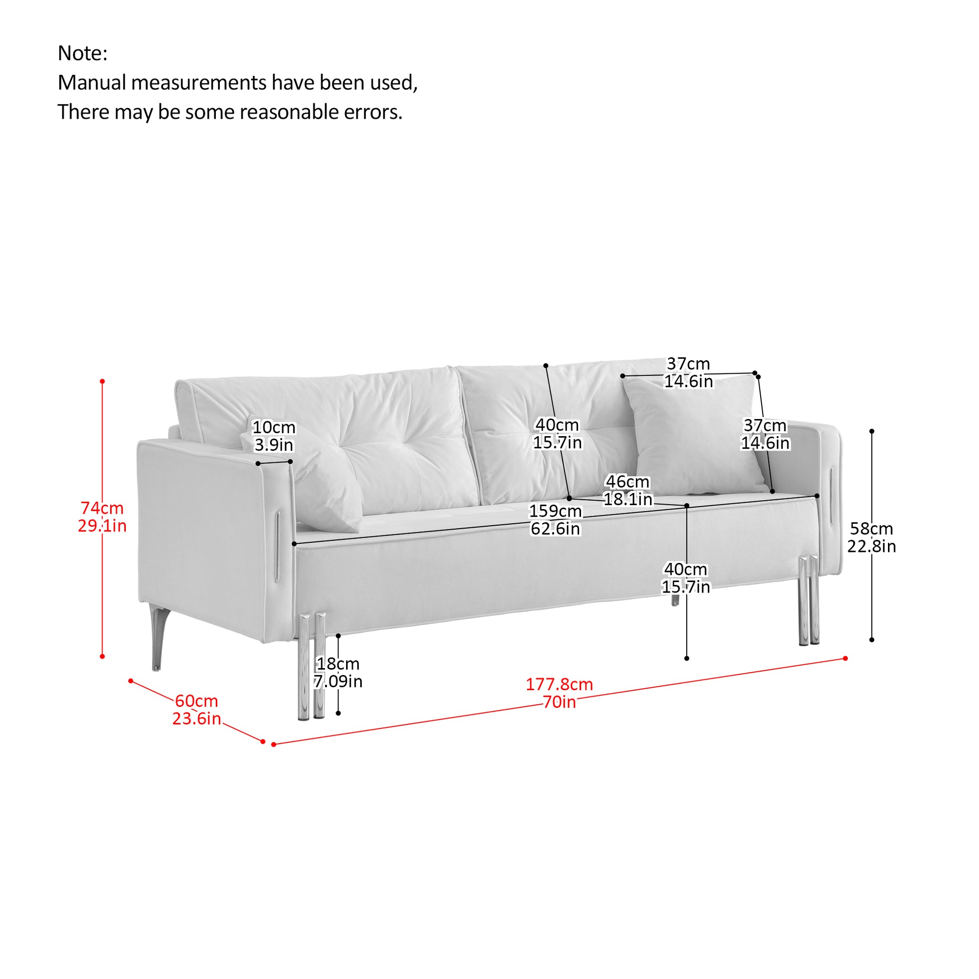 70" Velvet Sofa Couch Luxury Modern Upholstered 3 Seater Sofa With 2 Pillows For Living Room, Apartment And Small Space Green Modern Foam Velvet 3 Seat