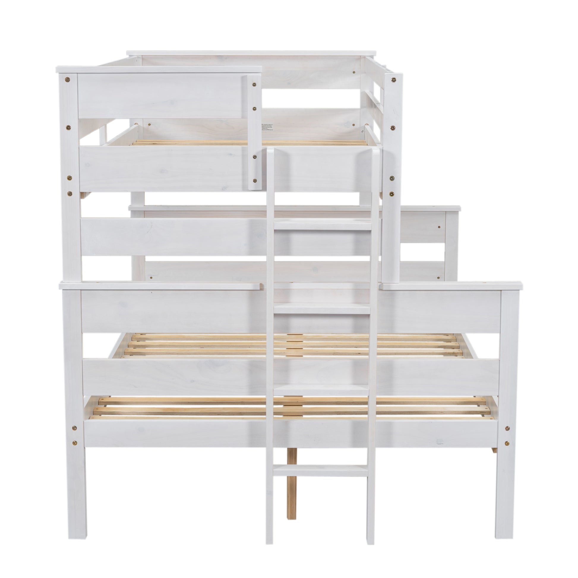 Wood Twin Over Full Bunk Bed With Ladder, White Twin Box Spring Not Required White Solid Wood Mdf