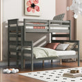 Wood Twin Over Full Bunk Bed With Ladder, Gray Twin Box Spring Not Required Gray Solid Wood Mdf