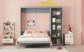 Full Size Murphy Bed Wall Bed With Shelves,Gray Gray Solid Wood Mdf