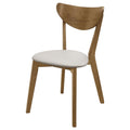 Tan And Chestnut Curved Backs Dining Chair Set Of 2 Brown Dining Room Wipe Clean Mid Century Modern Rubberwood Open Back Wood