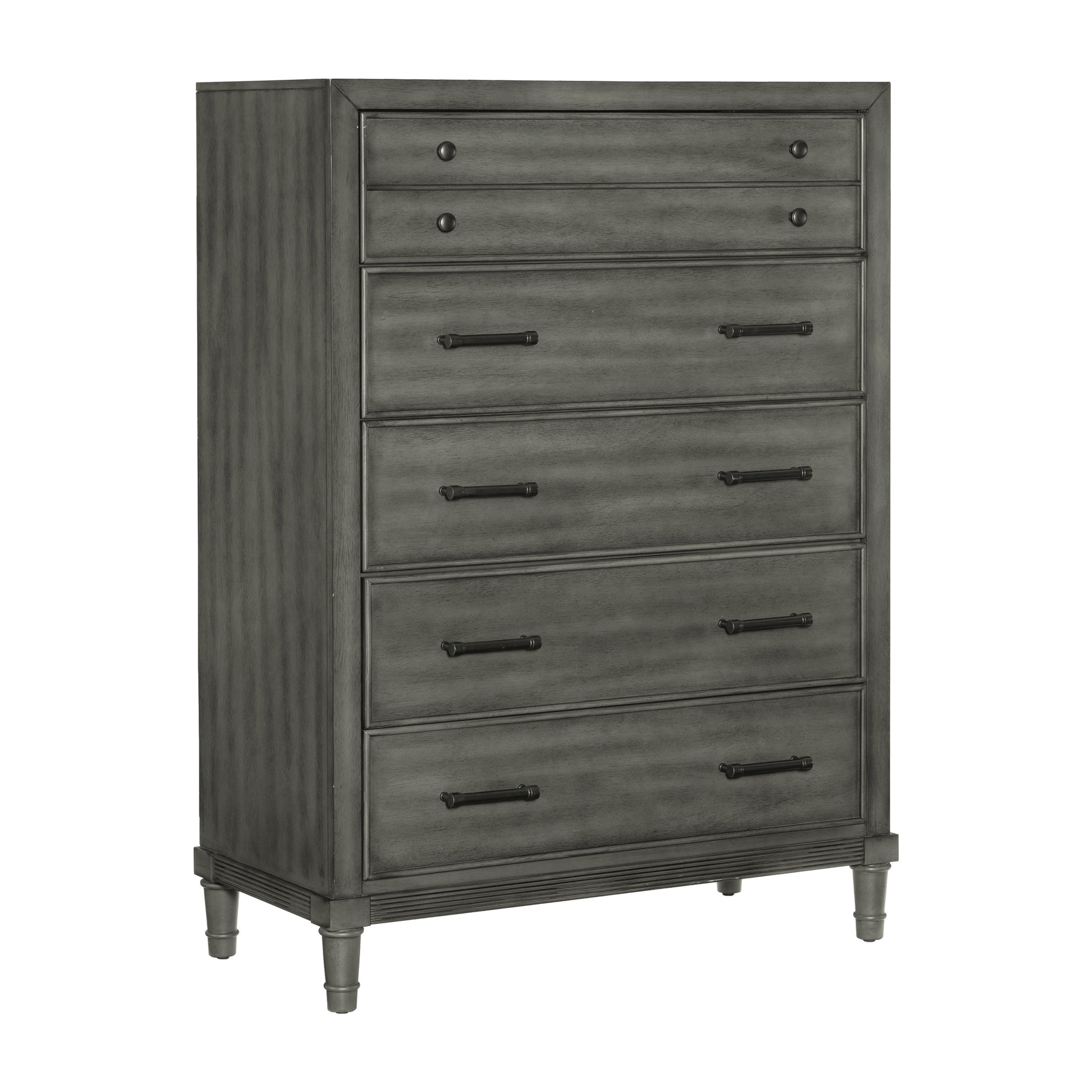 Modern Transitional Style Bedroom Furniture 1Pc Chest Of 5 Drawers Gray Finish Gray Bedroom Modern,Transitional Wood