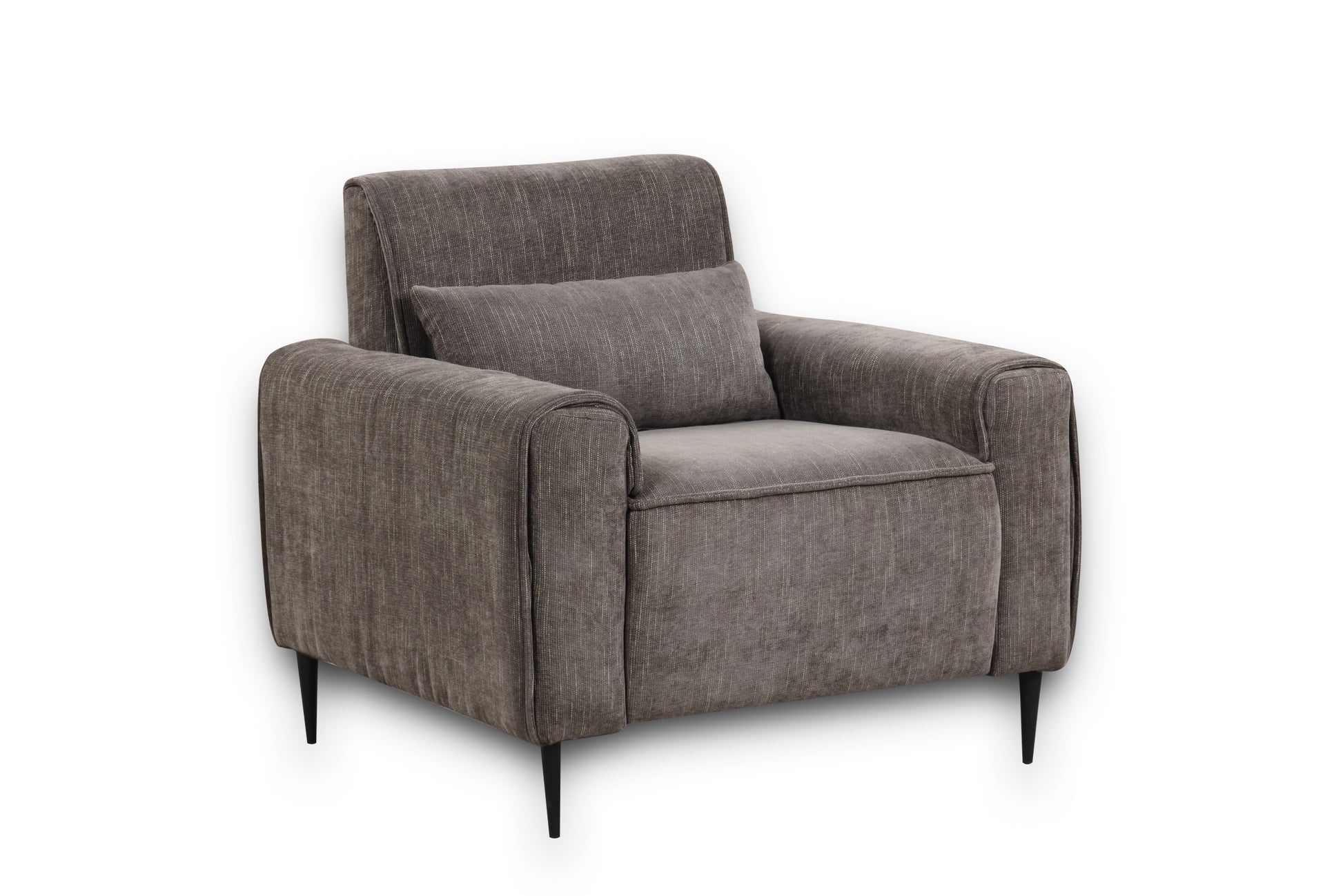 Valentina 38.5" Gray Chenille Chair With Metal Legs And Throw Pillow Gray Chenille
