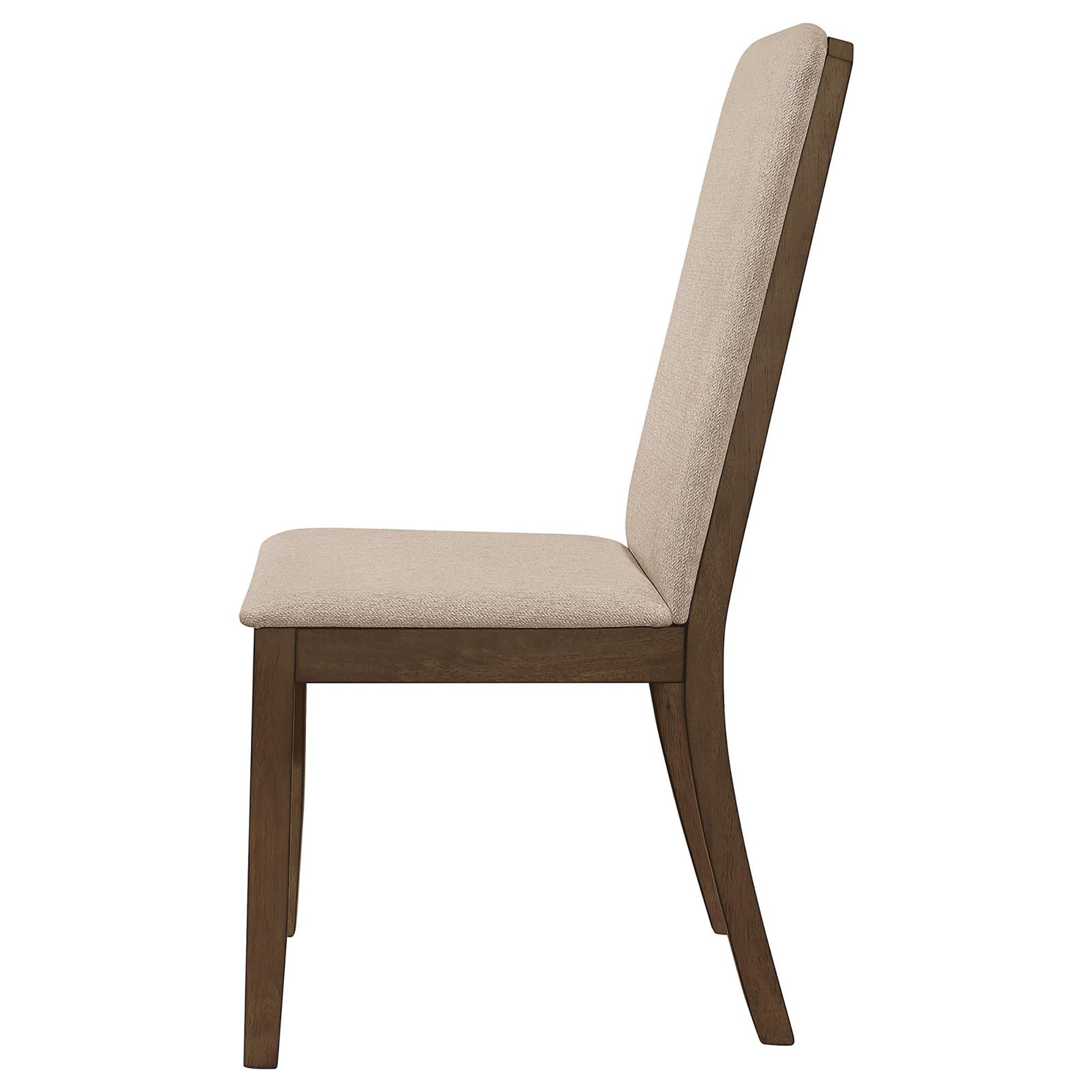 Latte And Medium Walnut Padded Side Chair Set Of 2 Solid Brown Dining Room Wipe Clean Mid Century Modern Dining Chairs Rubberwood Solid Back Wood