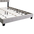 Gray Queen Size Adjustable Upholstered Bed Frame, Vintage Style And Clean Line Design, Popular Style Box Spring Not Required Queen Gray Wood Espresso Bedroom American Design,Minimalist,Modern,Ultra Modern Rubberwood Adjustable Bedbase Fiber Foam And