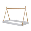 Twin Size Tent Floor Bed With Triangle Structure, White Natural Twin Box Spring Not Required White Natural Wood Wood