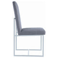 Grey Cube Base Dining Chair Set Of 2 Solid Grey Dining Room Contemporary,Modern Dining Chairs Solid Back Foam Upholstered