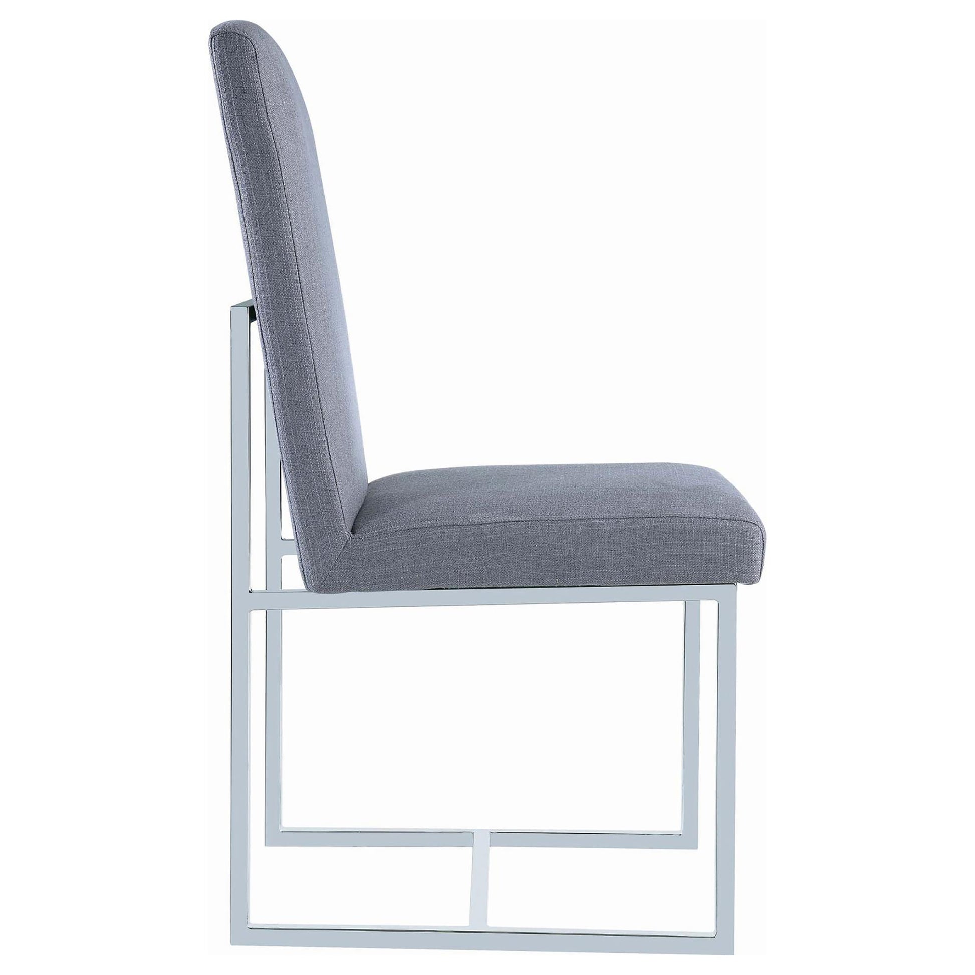 Grey Cube Base Dining Chair Set Of 2 Solid Grey Dining Room Contemporary,Modern Dining Chairs Solid Back Foam Upholstered