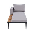 Modern Outdoor Daybed Patio Metal Daybed With Wood Topped Side Spaces For Drinks, 2 In 1 Padded Chaise Lounges For Poolside, Balcony, Deck, Gray Yes Lounge Gray Weather Resistant Frame Fade