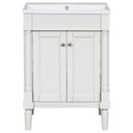 24'' Bathroom Vanity With Top Sink, 2 Tier Modern Bathroom Storage Cabinet, Single Sink Bathroom Vanity, Large Storage Shelves White Mdf