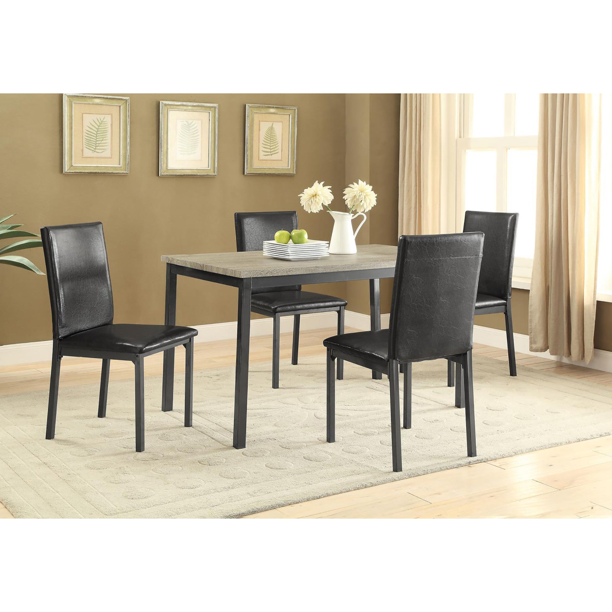 Black And Grey Upholestered Side Chair Set Of 2 Solid Black Dining Room Transitional Side Chair Solid Back Foam Upholstered