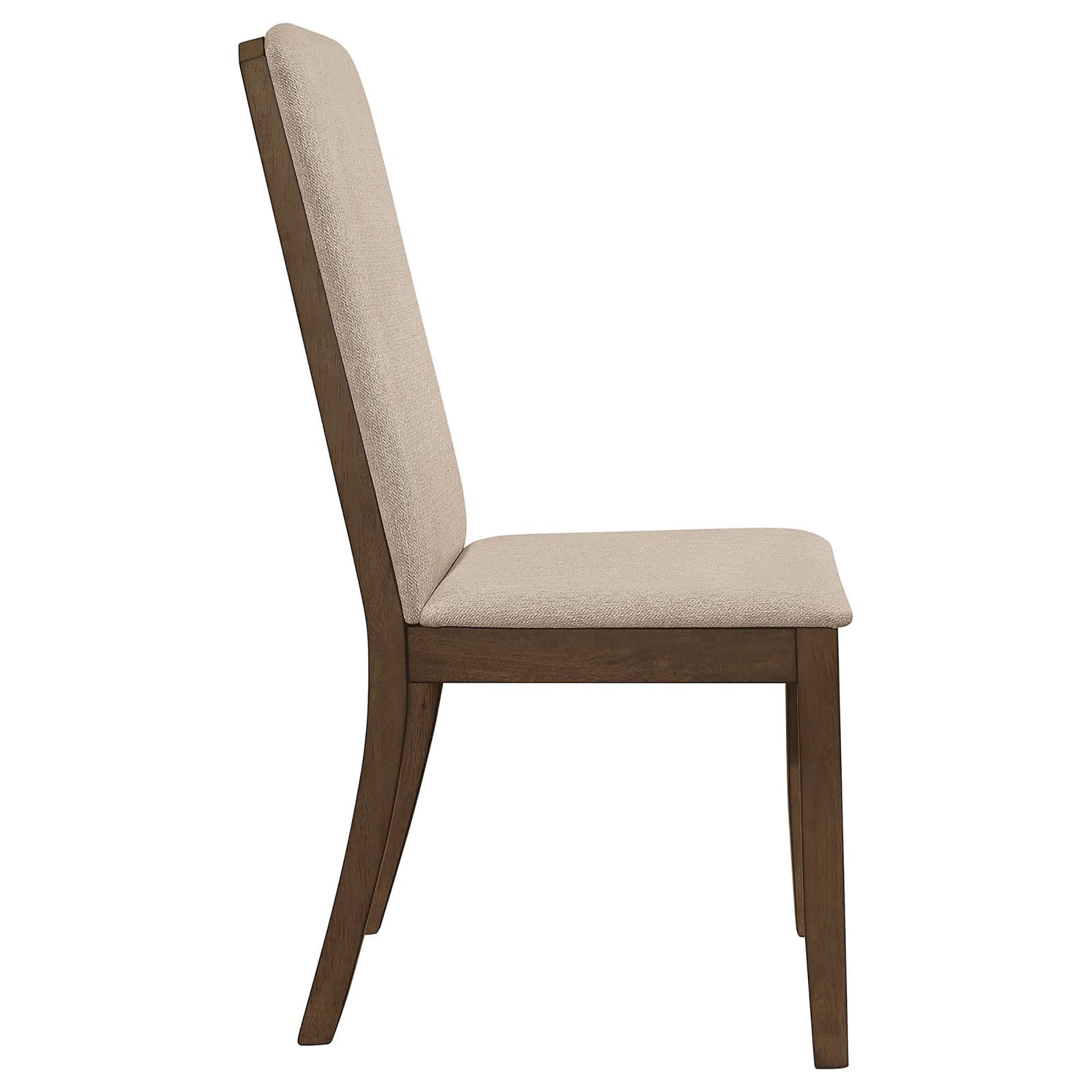 Latte And Medium Walnut Padded Side Chair Set Of 2 Solid Brown Dining Room Wipe Clean Mid Century Modern Dining Chairs Rubberwood Solid Back Wood