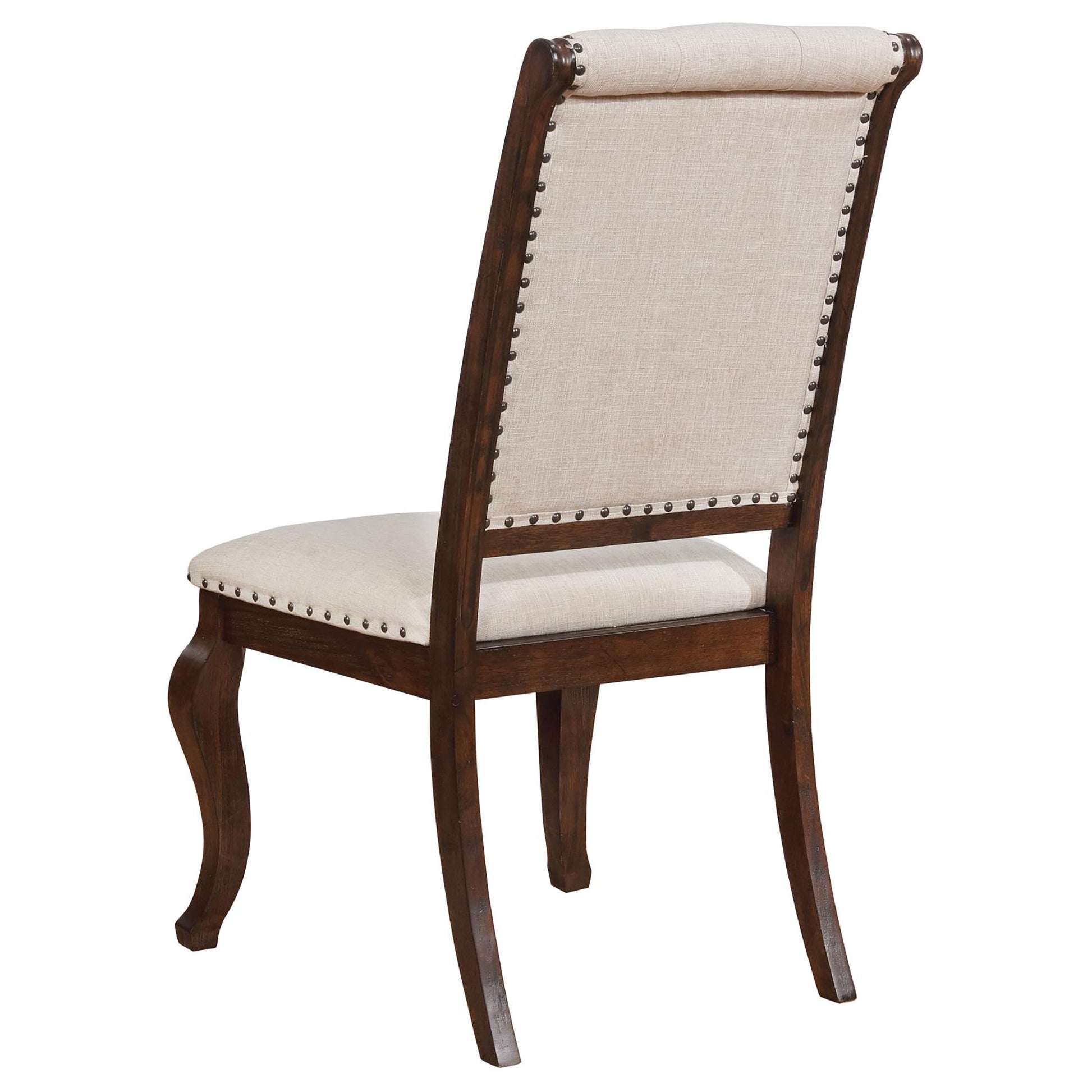 Cream And Antique Java Tufted Back Dining Chair Set Of 2 Ivory Dining Room Wipe Clean Transitional Side Chair Rubberwood Tufted Back Foam Upholstered