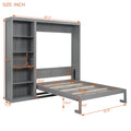 Full Size Murphy Bed Wall Bed With Shelves,Gray Gray Solid Wood Mdf