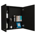 Kenya Medicine Cabinet, Mirror, Double Door, Four Interior Shelves Black Mdf Engineered Wood