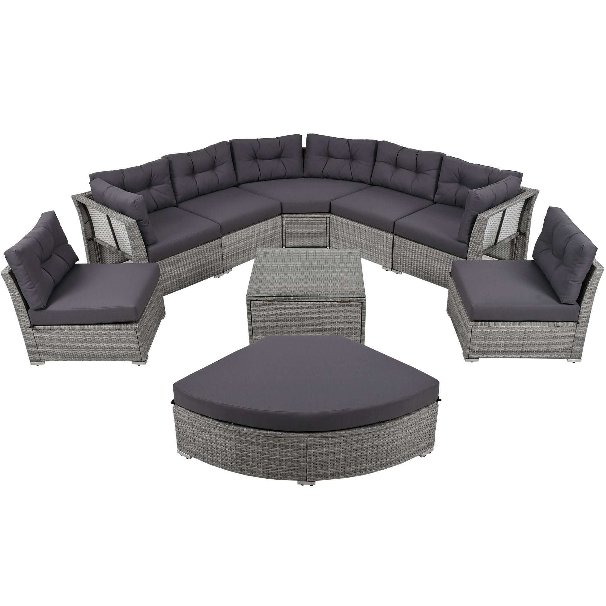 Patio Furniture Set Outdoor Furniture Daybed Rattan Sectional Furniture Set Patio Seating Group With Cushions And Center Table For Patio, Lawn, Backyard, Pool, Grey Yes Grey Water Resistant Frame Water Resistant Cushion Garden & Outdoor Sectional Seating