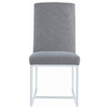 Grey Cube Base Dining Chair Set Of 2 Solid Grey Dining Room Contemporary,Modern Dining Chairs Solid Back Foam Upholstered