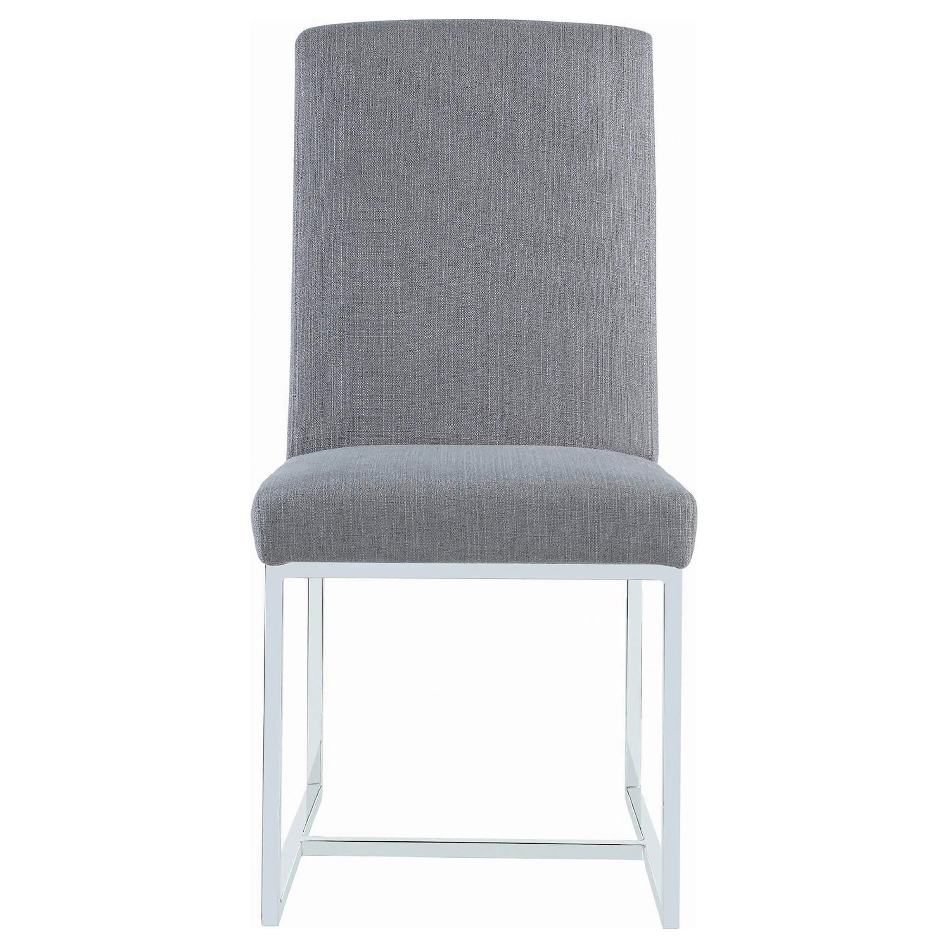 Grey Cube Base Dining Chair Set Of 2 Solid Grey Dining Room Contemporary,Modern Dining Chairs Solid Back Foam Upholstered
