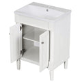 24'' Bathroom Vanity With Top Sink, 2 Tier Modern Bathroom Storage Cabinet, Single Sink Bathroom Vanity, Large Storage Shelves White Mdf